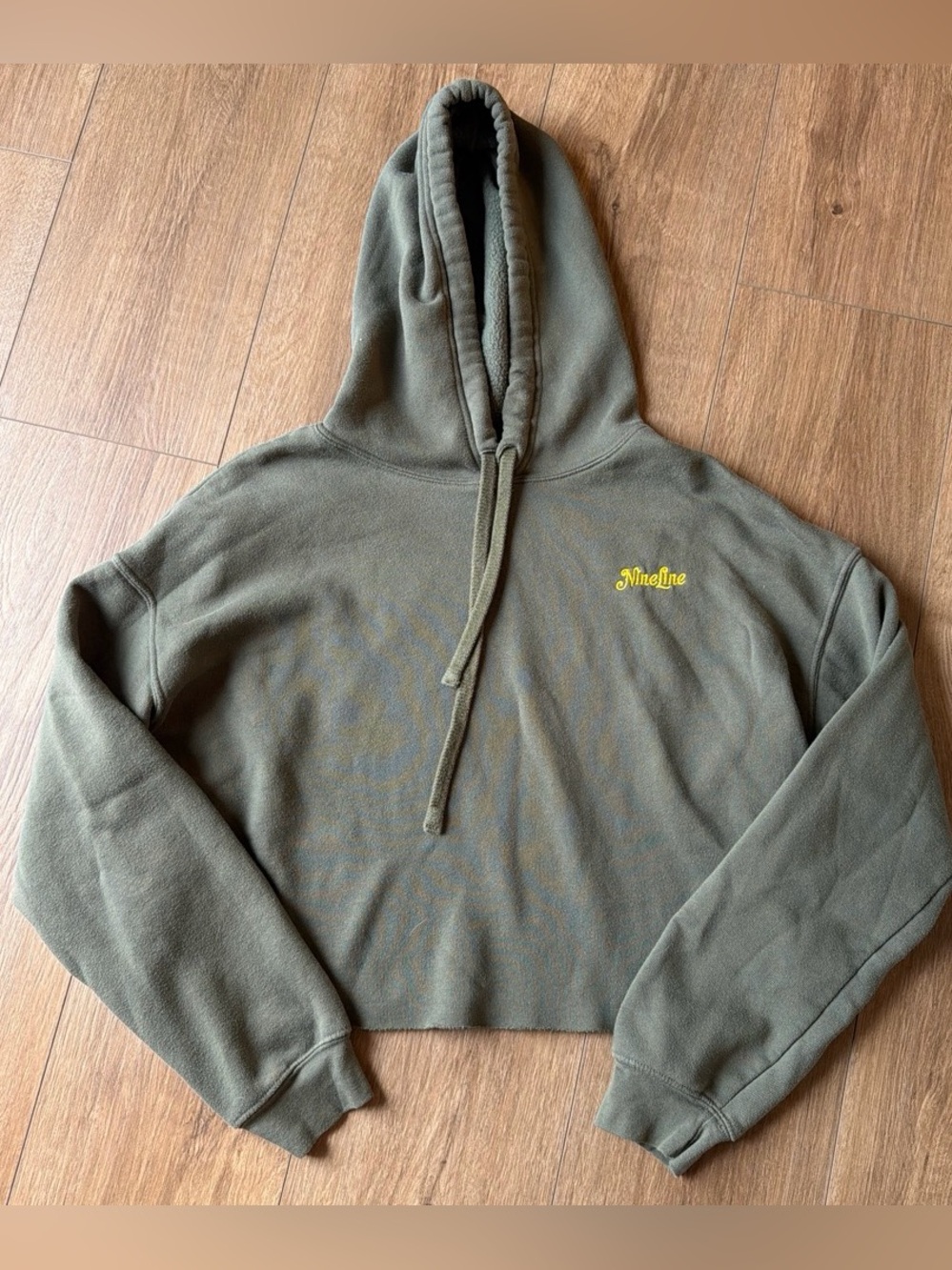 Olive Green Cropped Hoodie